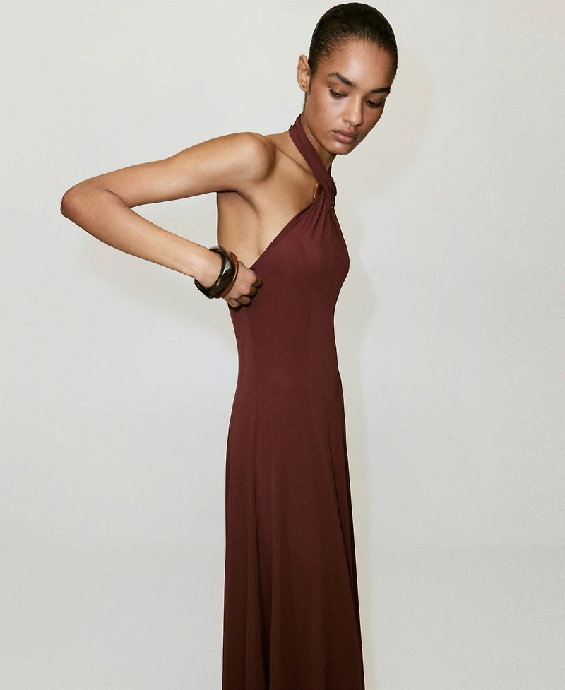 Mango Women's Halter-Neck Knitted Dress