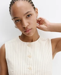 Mango Women's Pinstripe Open-Back Vest