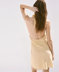 Mango Women's Draped Neck Polka Dot Dress