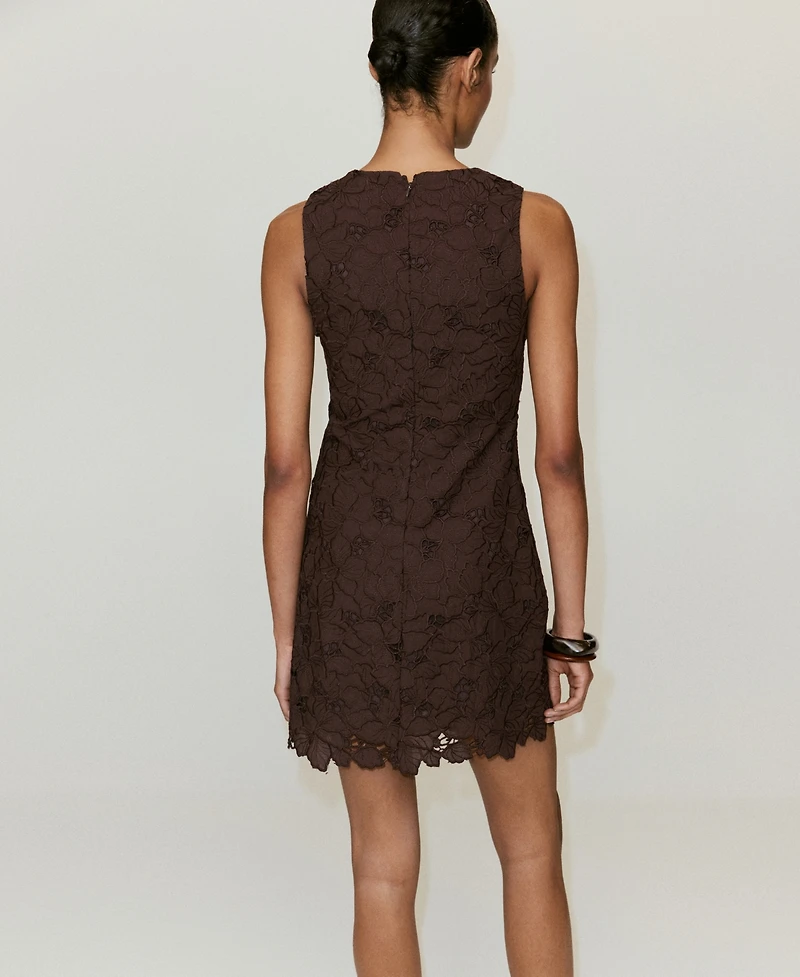 Mango Women's Cutwork Embroidery Short Dress