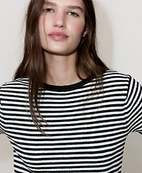 Mango Women's Striped Short-Sleeved Sweater