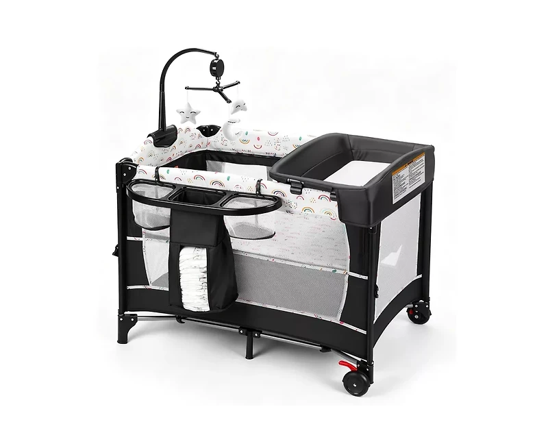 Kinder King Baby 4-in-1 Portable Playard with Bassinet, Changing Table and Storage