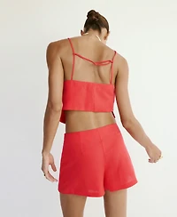 Mango Women's Linen And Lyocell Blend Skort