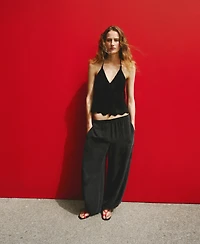 Mango Women's Embroidered Knit Halter Top
