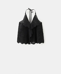 Mango Women's Embroidered Knit Halter Top
