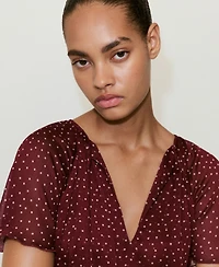 Mango Women's Bow Polka-Dot Blouse