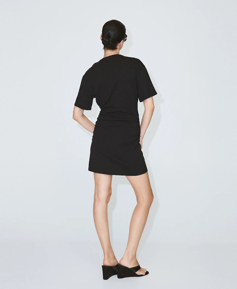 Mango Women's Gathered Sides Cotton Dress
