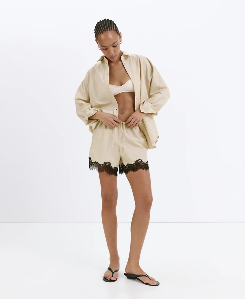 Mango Women's Striped Poplin Shirt