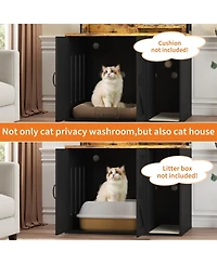 homfan Modern Wooden Cat Litter Box Enclosure Cabinet, Stylish Hidden House Furniture with Shelf, Discreet Cover.