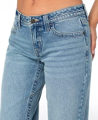 Celebrity Pink Juniors' Low Rise Baggy Embroidered Straight Leg Jean