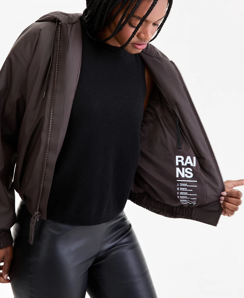 Rains Women's Lohja Cropped-Hooded Bomber Jacket
