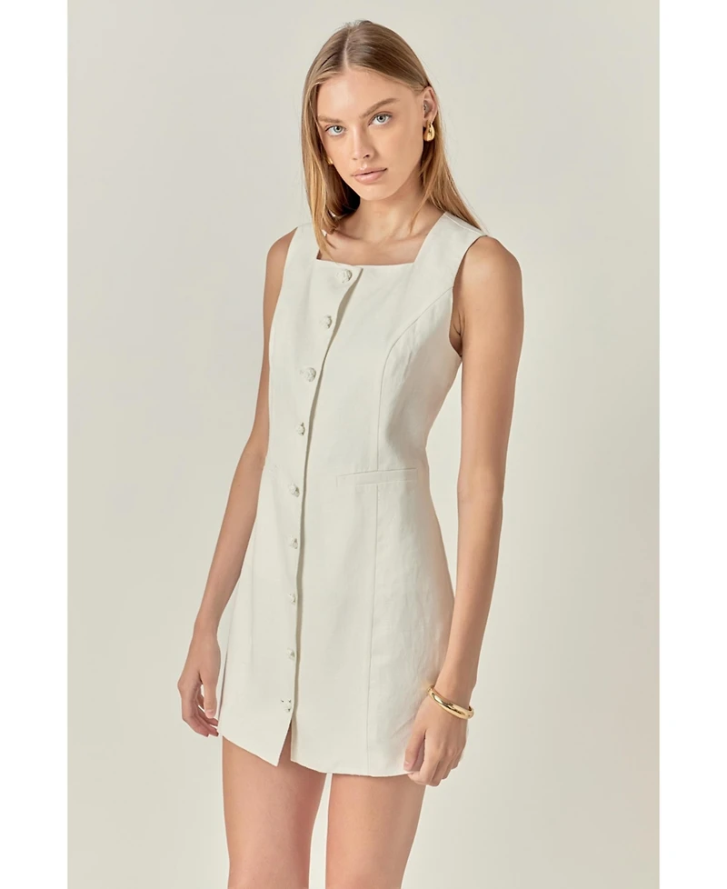 English Factory Women's Linen Sleeveless Dress