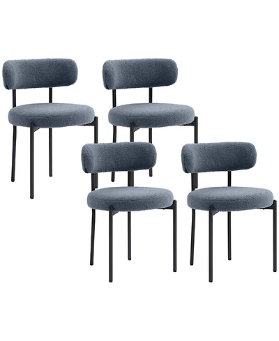 Homcom Boucle Dining Chairs with Curved Backrest, Kitchen Chairs