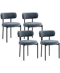 Homcom Boucle Dining Chairs with Curved Backrest, Kitchen Chairs