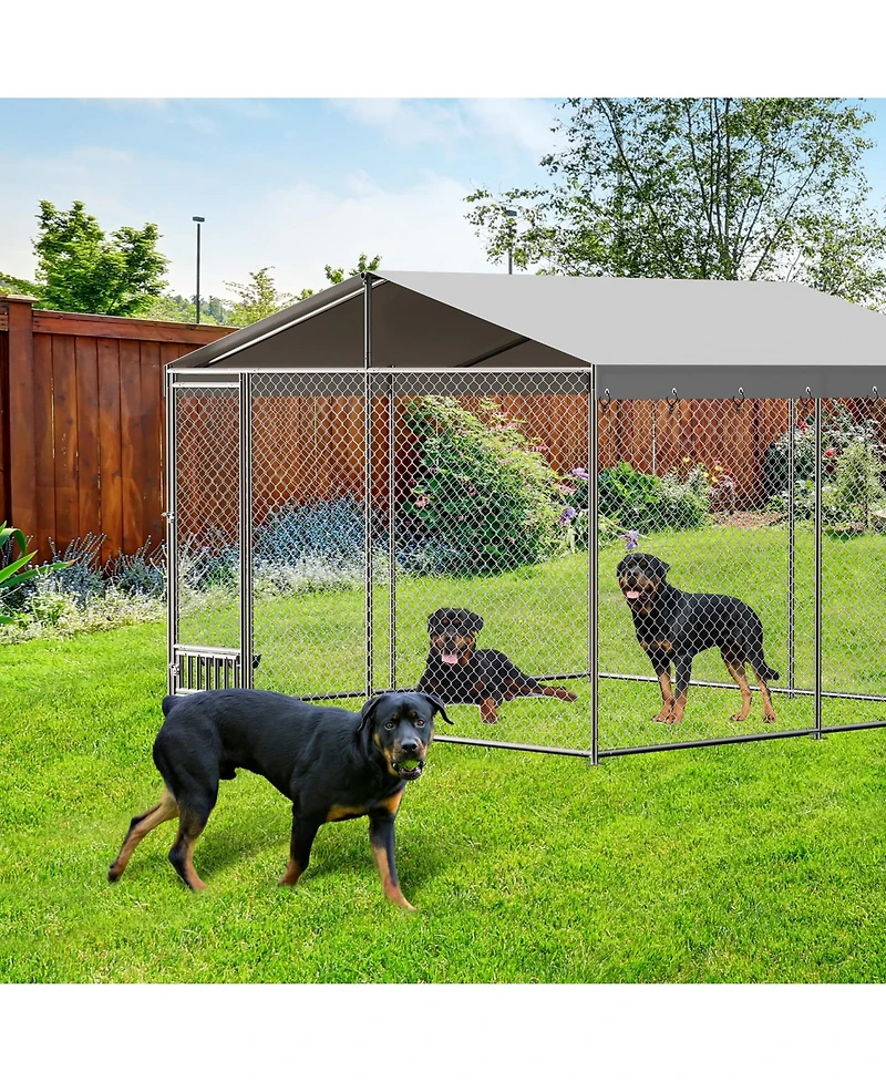 homfan Outdoor Dog Kenne Foot Heavy Duty Dog House with Uv Resistant Waterproof Roof and Anti Rust Welded Wire for Medium and Large Dogs