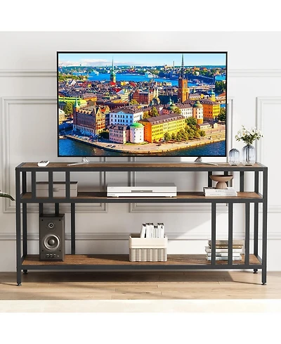gaomon 58" Tv Stand for TVs up to 65", Entertainment Center with 3-Tier Open Shelves and Metal Frame
