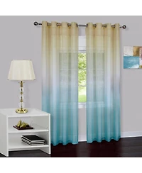 Kate Aurora 2 Piece Ombre Summery Sheer Grommet Top Curtain Panels