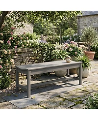 homfan Sturdy Hdpe Outdoor Bench for 2, Curved Backless Heavy Duty Seating, Weatherproof, 800lbs Capacity, Perfect for Patio, Porch, Park, Entryway