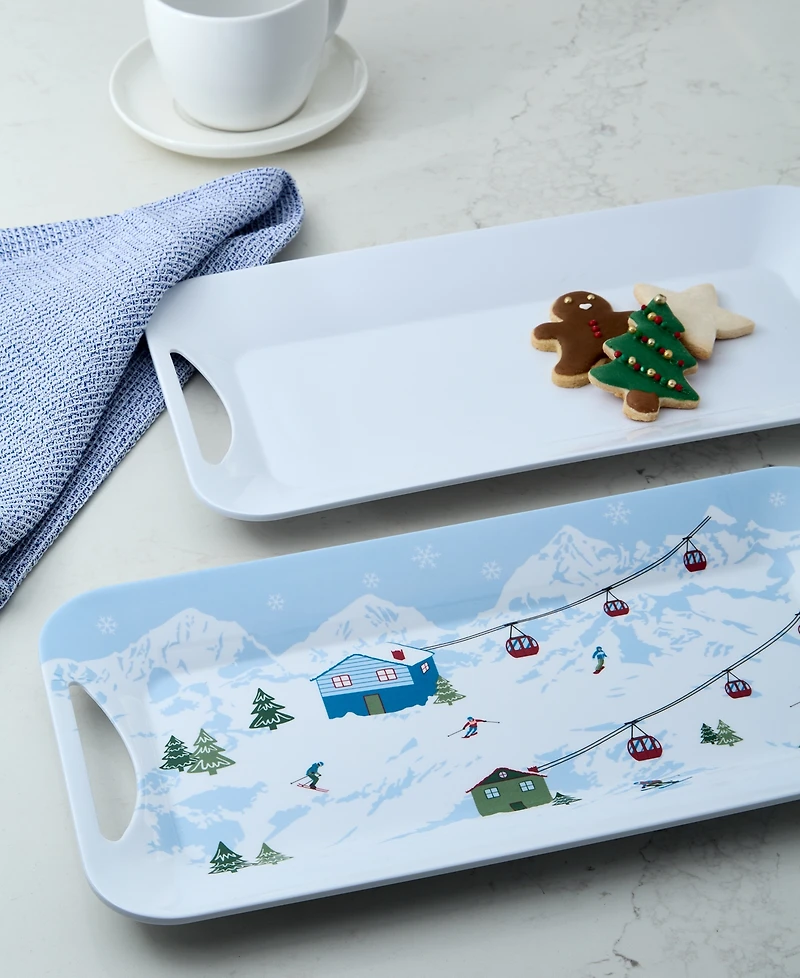 Tinsel And Frost Melamine Ski Handled Tray, Set of 2