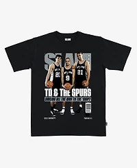 Slam Men's and Women's Tim Duncan, Manu Ginobili Tony Parker Black San Antonio Spurs Hardwood Classics Cover T-Shirt