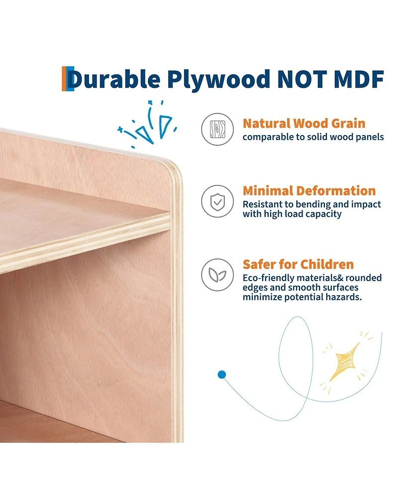 gaomon Natural Wood Montessori Kids Storage Shelf, 6 Compartment Toy and Book Organizer for Playroom, Bedroom and Classroom