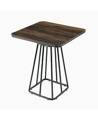 Tribesigns Industrial Square Bar Height Pub Table, Rustic Wood Top Bistro Dining Table with Metal Frame