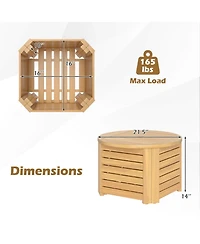 Gouun 2-in-1 Outdoor Side Table with Storage Acacia Wood Slatted Coffee Table