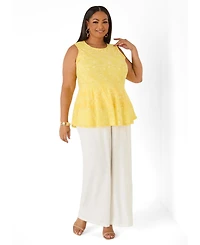 Ashley Stewart Women's Floral Embroidered Peplum Top