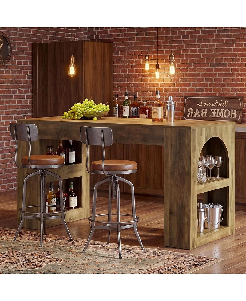 Tribesigns 63" Bar Table, Counter Height Table with Storage, Long High Top Counter Table for Kitchen, Dining Room, Home Bar