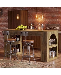Tribesigns 63" Bar Table, Counter Height Table with Storage, Long High Top Counter Table for Kitchen, Dining Room, Home Bar