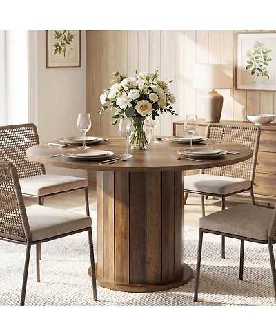 Tribesigns 47" Round Dining Table with Sturdy Base For 4-6 People