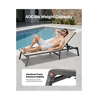 Sugift Foldable Outdoor Chaise Lounge Chair with 5 Position Backrest 400 lb Capacity