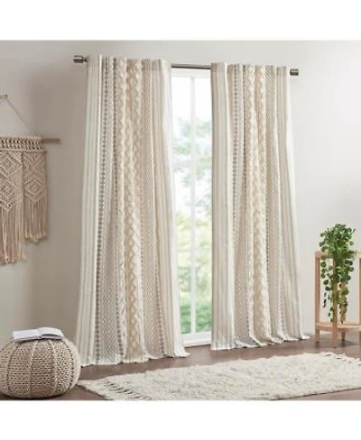 Avobird Cotton Printed Curtain Panel With Chenille Stripe Lining
