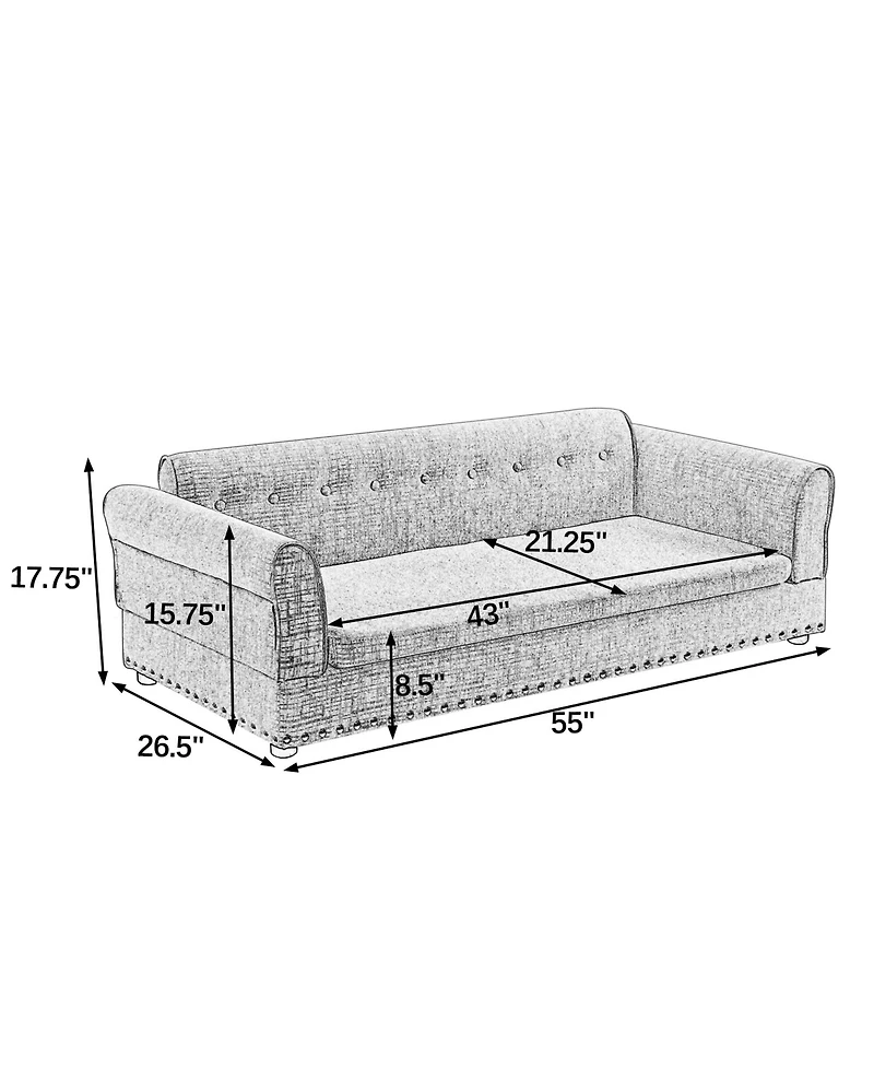 Zeny Oversized Pet Sofa, Elegant Modern Linen Fabric Elevated Dog Sofa Bed, Comfortable Rectangular Bed with Backrest