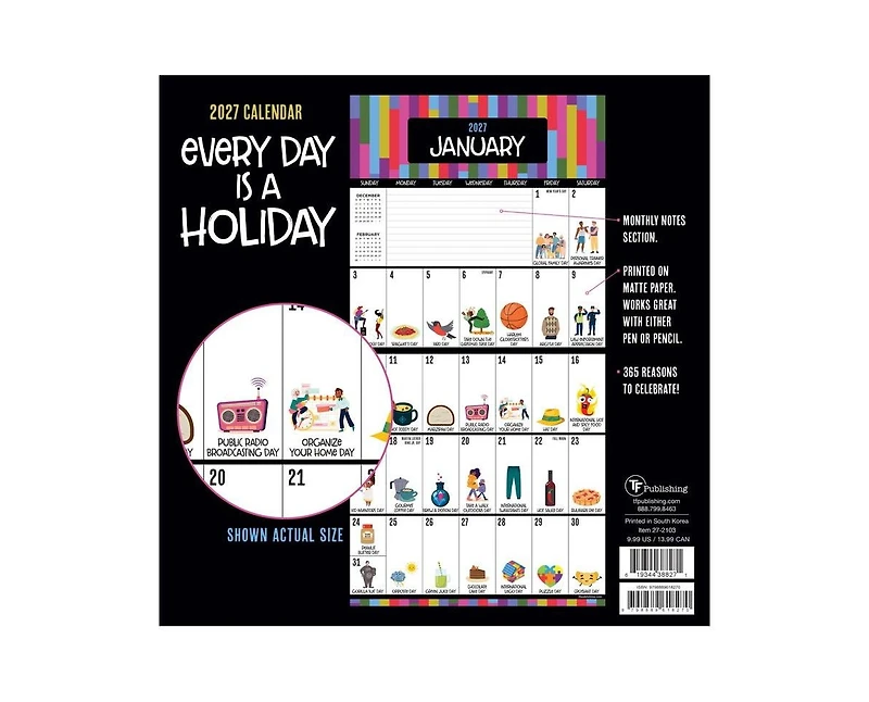 Tf Publishing Paper Goods 2027 Every Day's A Holiday Mini Calendar