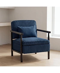 Clihome Storage Chair,Mid Century Modern Accent Chair with Wood Frame, Upholstered Living Room Chairs with Waist Cushion