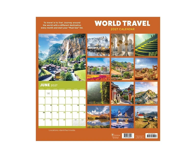 Tf Publishing Paper Goods 2027 World Travel Wall Calendar