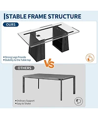 gaomon Rectangular Dining Bench Table, Thick Wood Grain Tabletop, Trapezoid Support Legs with Side Open Storage Shelf for Kitchen