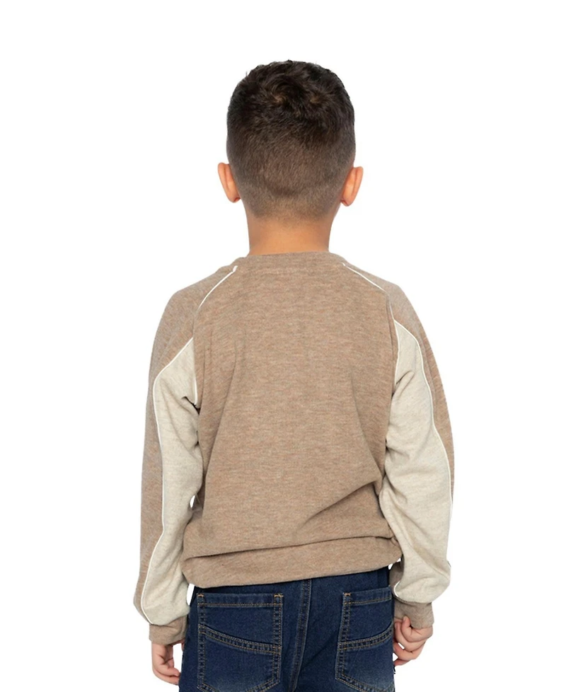 Deux par Little Boys 6-12 Brushed Jersey Top with Raglan Sleeves Taupe