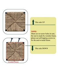 Flynama Set of 2 Water Hyacinth Woven Bar Stools with Back Support