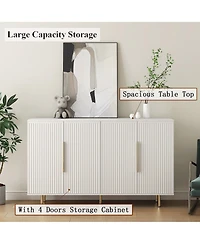 Flynama Fluted Panel Sideboard Buffet Cabinet Adjustable Shelf Home Accent Storage Cabinet