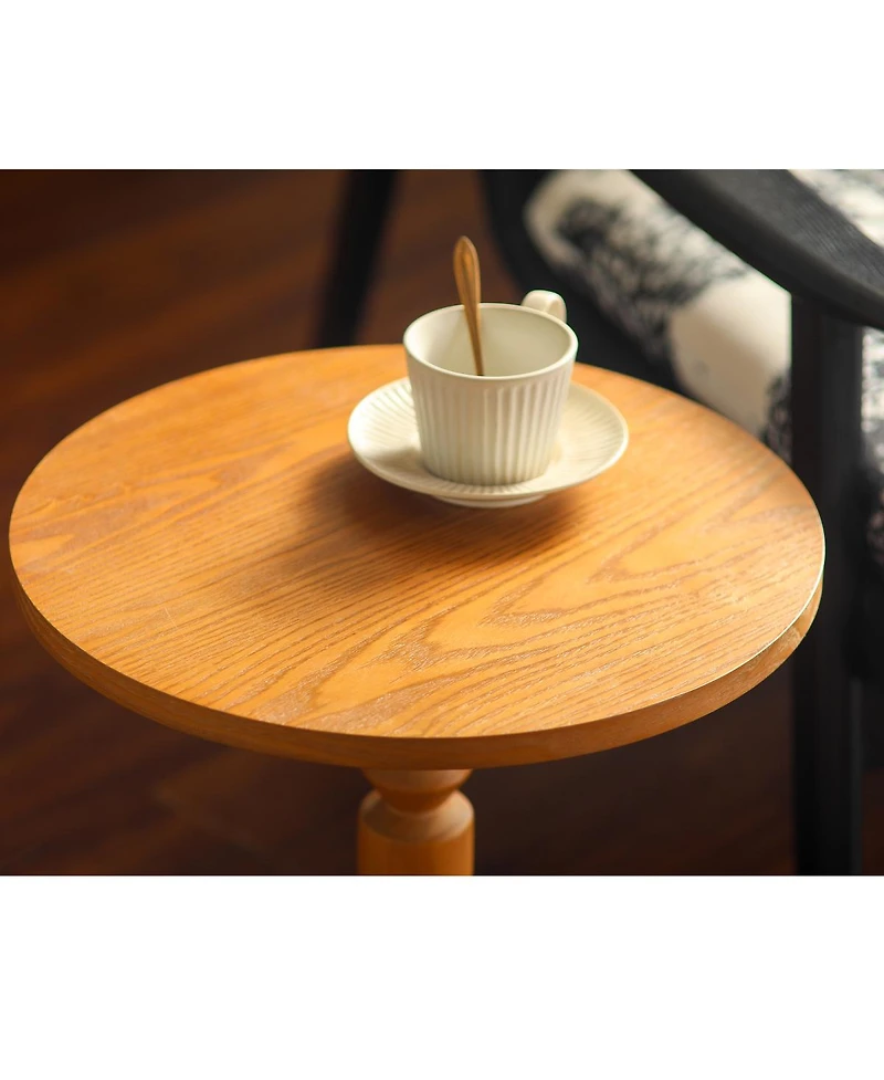 Streamdale Furniture Round Side Table with Mdf Top and Solid Wood Spindle Legs