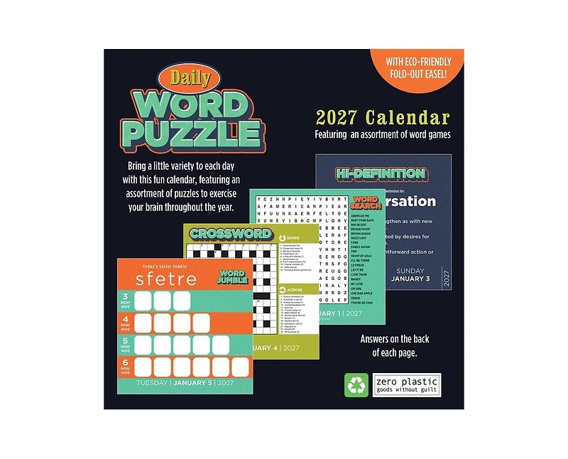 Tf Publishing Paper Goods 2027 Daily Word Puzzle Daily Desktop Calendar