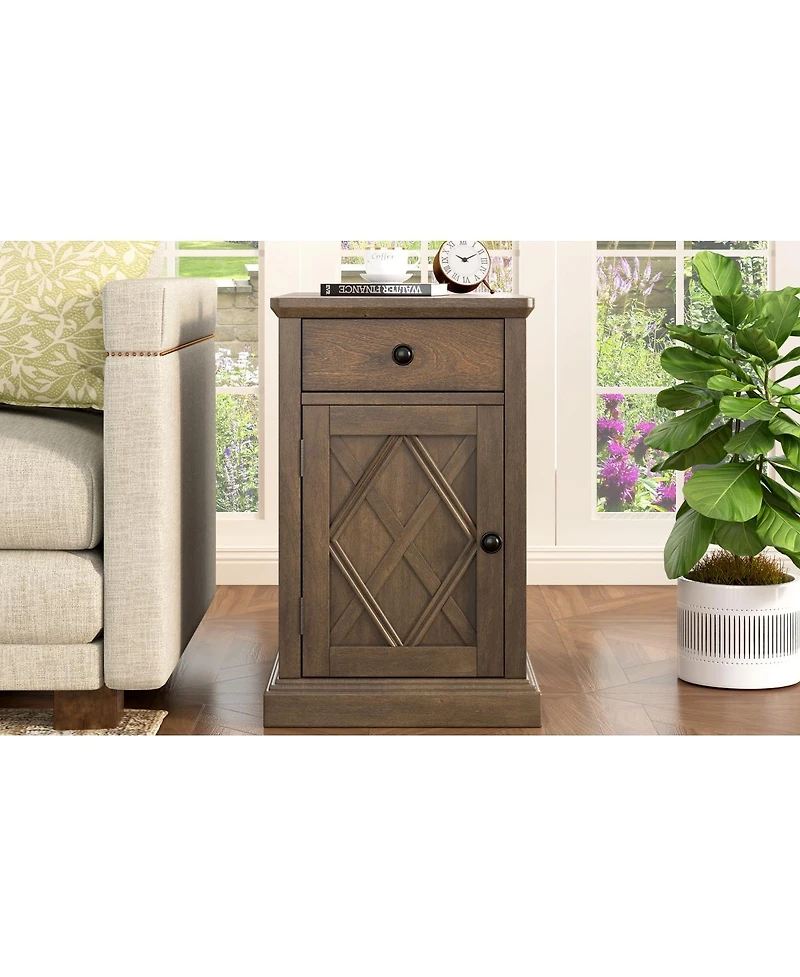Streamdale Furniture Classic Charging Livingroom End Table with Usb Ports and Storage