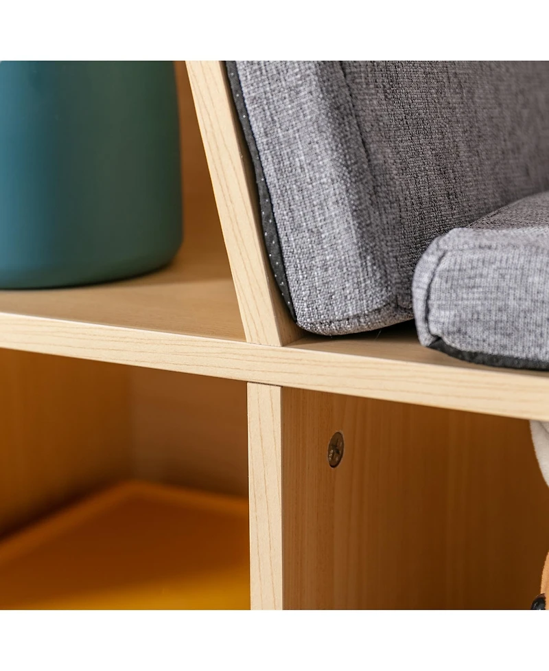 Flynama 6-Cubby Kids Bookcase with Soft Cushion Reading Nook