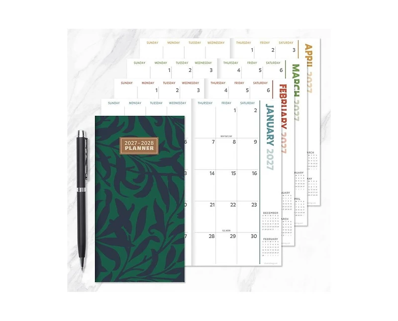 Tf Publishing Paper Goods 2027-2028 Long Weekend Small Monthly Pocket Planner