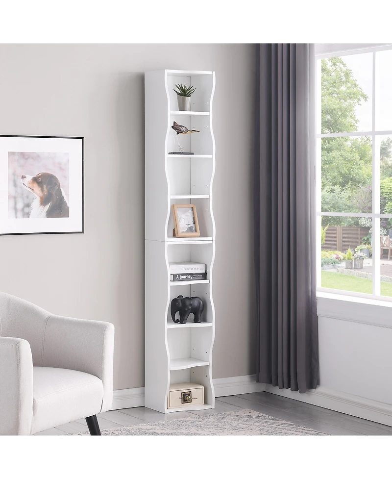 Flynama Ultra-Thin 8-Layer Wavy Border Bookshelf Detachable Combined Adjustable Shelf Home Office Storage Rack