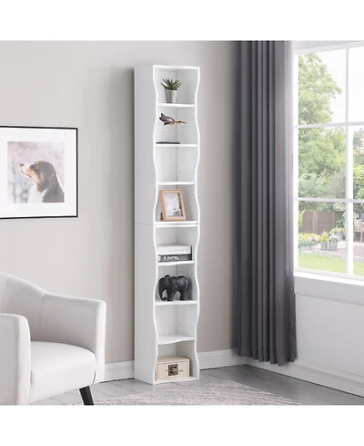 Flynama Ultra-Thin 8-Layer Wavy Border Bookshelf Detachable Combined Adjustable Shelf Home Office Storage Rack