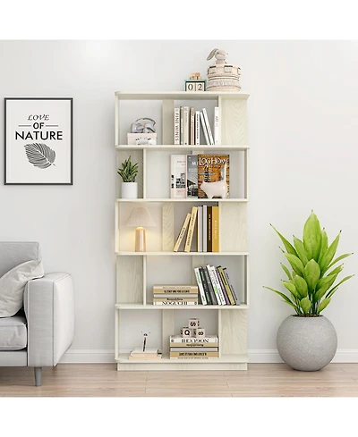 Flynama 64.56 Inch 5-Tier Open Mdf Bookshelf Free Combination Anti-Tip Design Household Display Shelf