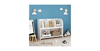 Flynama 4-Compartment Kids Safety Bookcase, Mdf Toy Storage Rack Max Load 25Lbs with Wall Buckle